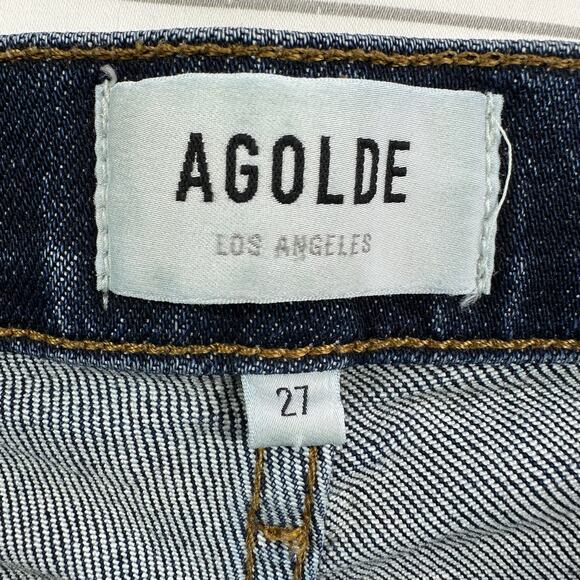 Agolde Jeans Women 27 Blue Nico High Rise Slim Cabana Button Fly Dark Wash Denim - Picture 4 of 13